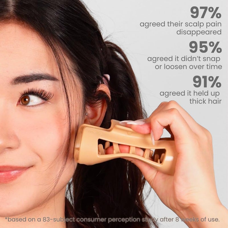 Mello The Original Hair Claw Clip Squishy Claw Clip Made in Korea Patent Pending 30021976 (Black, White, Brown, 3 Pack Medium) - Image 5